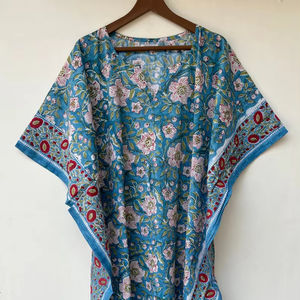 Vestido Kaftán sin Mangas de Algodón con Estampado Digital, Ligero, Informal, Estilo Bohemio, para Verano, Vacaciones, Estampado Floral, Maxi para Mujer, Marca Naaz - Product Image 1