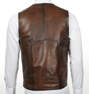 Gilet réversible en cuir véritable pour homme, style motard, fermeture éclair, sans manches, vêtement d'extérieur d'hiver, OEM ODM, marque privée - Product Image 5