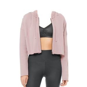 Venta al por mayor personalizado de alta calidad cremallera frontal Running Yoga sudaderas con capucha gimnasio Fitness Casual XS a XXXL Zip Up Sudadera con capucha para las mujeres - Product Image 5