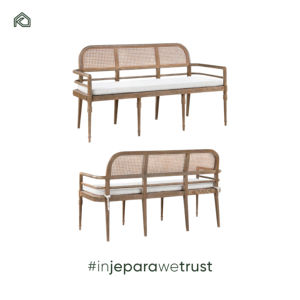 Chaise-banc en teck massif au design moderne, tressée en rotin naturel, écologique, pour hôtel, appartement, salle à manger, parc - Sania - Product Image 6