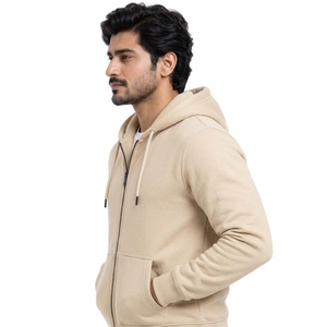 Sweat-shirt à capuche zippé pour homme, texture douce, coupe confortable, léger, décontracté, en tissu mélange coton et polyester - Product Image 4