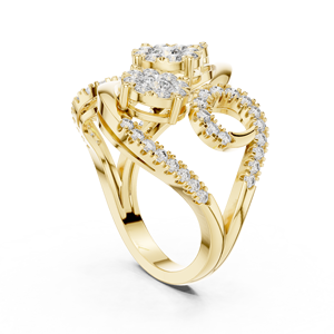 Anillo de Lujo para Mujer, Chapado en Rodio, Oro Amarillo/Rosa/Blanco de 18k, con Tres Piedras en Halo y Engaste a Presión, para Uso Diario o Bodas, CVD - Product Image 3