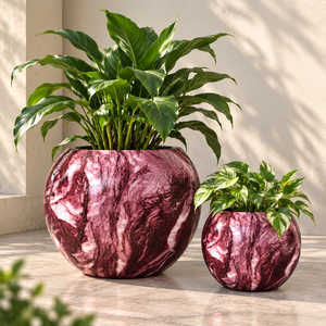 Maceta de Fibra de Vidrio para Exteriores, Ligera, Redonda, con Diseño Moderno para Decoración de Jardín, Paisaje y Patio - Product Image 4