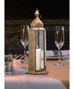 Lanterne en fer avec porte-bougie pour la décoration de la maison - Product Image 4