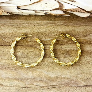 Buyer Favorite Twisted Bohemian <b>Hoop</b> <b>Earrings</b> <b>Chunky</b> Brass Loops Women 18k <b>Gold</b> Plated Spiral Geometric Circle <b>Hoop</b> Party - Product Image 1