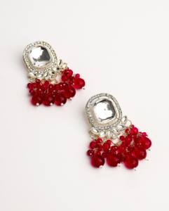 Pendientes de lujo con cuentas en rosa pastel Rani, hechos a mano, de aleación de zinc, tono dorado tradicional, para bodas, estilo étnico Bollywood. - Product Image 3