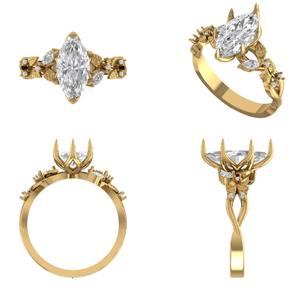 Anillos de Pareja Solitarios de Moissanita de Alta Moda, Anillo de Moissanita VVs1 de Plata de Ley S925 para Compromiso y Boda - Product Image 1