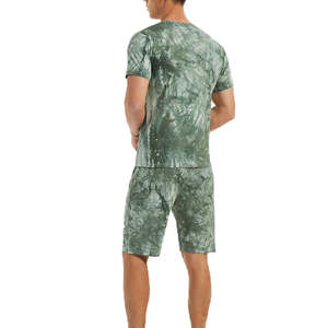 Ensemble short et t-shirt décontracté d'été en coton pour homme, avec strass imprimés, logo personnalisé, deux pièces - Product Image 2