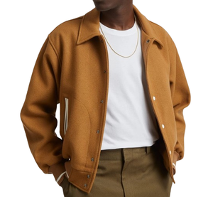 Veste universitaire IDREESANDSONS pour homme, noire et blanche, avec patch brodé UR, style décontracté pour l'automne, col rabattu, coupe classique, simple - Product Image 2