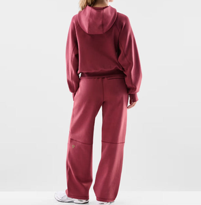 Conjunto Deportivo de 2 Piezas para Mujer, Ropa Deportiva de Invierno con Logotipo Personalizado OEM, Sudadera con Capucha de Color Sólido, Conjunto Deportivo Holgado para Mujer - Product Image 4