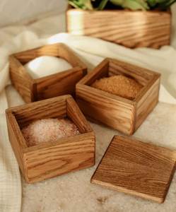 Wooden Spice <b>Box</b> with Lid Food Grade Eco-Friendly Dishwasher and Oven Safe Square Handmade Collection - Product Image 4