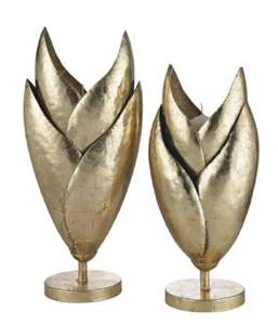 Juego de Portavelas de Lujo con Hojas Doradas, Soporte de Metal Decorativo con Diseño Floral, Decoración Moderna para el Hogar, Centro de Mesa para Bodas, Pieza Decorativa - Product Image 1