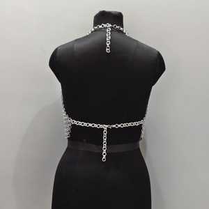 Armadura de Moda para Mujer, Diseño Soldado, Forma Irregular, de Acero Inoxidable Plateado con Eslabones de Cadena - Product Image 3