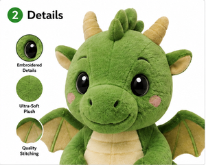 Lindo Peluche de Dragón, Juguete de Peluche de Dibujos Animados, Muñeco de Dragón Kawaii para Bebés, Regalo para Niños, Juguete de Peluche Súper Suave para Abrazar - Product Image 3