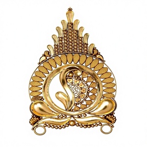 Exquisite 22k Solid Gold Classic Antique Pendant Traditional Indian Temple Jewelry 45g Heavy Floral Filigree Wedding Party - Product Image 2