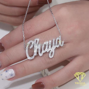 จี้เพชรชื่อชาญ ดีไซน์ตัวอักษรแบบเขียนด้วยลายมือ หรูหรา สง่างาม สร้อยคอแบบสั่งทำพิเศษ สำหรับขายส่ง - Product Image 2