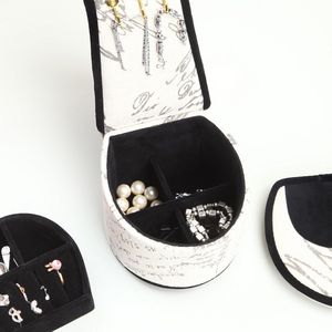 Boîte à bijoux haute de 9 pouces avec design de chaussure à talon haut et impression de lettres en stencil pour vitrine - Product Image 3