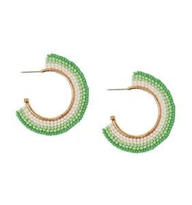 Boucles d'oreilles créoles perlées colorées les plus vendues pour femmes, idéales pour le style quotidien, disponibles au prix direct usine - Product Image 3