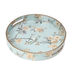 Bandeja Redonda Artesanal de Alta Demanda con Estampado Floral y de Aves Estilo Chinoiserie, Plato Decorativo al por Mayor para Exportación a Granel - Product Image 3