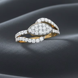 Nouvelle conception de bague en or avec diamants en forme de feuille, bijoux tendance pour cadeau - Product Image 5