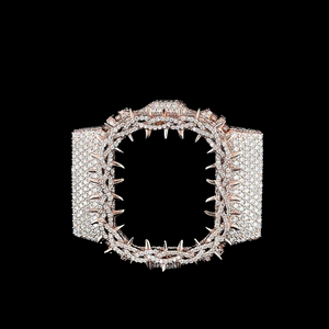 Bisel de Reloj de Lujo con Dientes de Tiburón y Diamantes Incrustados GS-5600, Bisel de Repuesto de Oro Rosa con Pavé de Diamantes Personalizado para Relojes de Joyería Hip Hop - Product Image 1