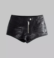 Celana pendek kulit hitam wanita baru nyata lembut kulit domba enam saku mini panas mini celana pendek panjang slim fit