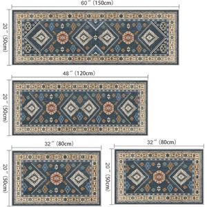 Set di 4 Tappeti da Cucina Boho, Runner e Tappetini Floreali Antiscivolo, Tappeto Imbottito Lavabile Stile Fattoria - Product Image 1
