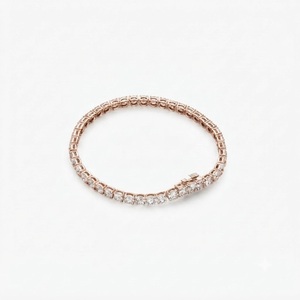 Bracelet de mariage en or massif 10K 14K 18K avec diamants de laboratoire taille brillant ronds, pureté DEF VS VVS - Product Image 3