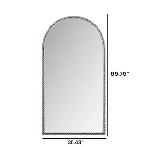 Specchio a Figura Intera in Ferro Argentato Stile Retrò con Piedini di Supporto per Soggiorno o Camera da Letto - Product Image 4