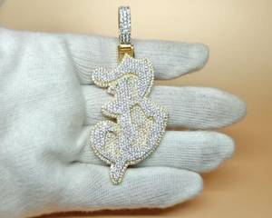 จี้เพชรโมอิสซาไนต์ VVS แบบกำหนดเองได้ พร้อมตัวอักษรชื่อสำหรับผู้ชาย สไตล์ฮิปฮอป เงินแท้ 925 จี้ตัวอักษรภาษาอังกฤษสำหรับผู้หญิง - Product Image 3