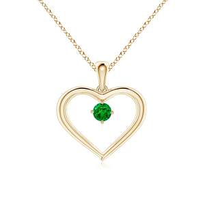 14K <b>Solid</b> <b>Gold</b> Natural Round Emerald Solitaire Open Heart <b>Pendant</b> Fine Jewellery Classic Anniversary Wedding Gift For Her 2026 - Product Image 1