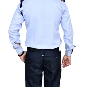 เสื้อเชิ้ตยูนิฟอร์มรักษาความปลอดภัยสีฟ้าอ่อนสำหรับผู้ชาย ผ้าโพลีเอสเตอร์ ระบายอากาศได้ดี มีกระเป๋า พร้อมกางเกงสีดำสำหรับผู้ใหญ่ - Product Image 4
