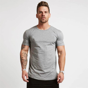 Camiseta de Manga Corta para Hombre, Corte Ajustado, Cuello Redondo, Color Sólido, Algodón Jersey, Transpirable, para Gimnasio y Entrenamiento - Product Image 1