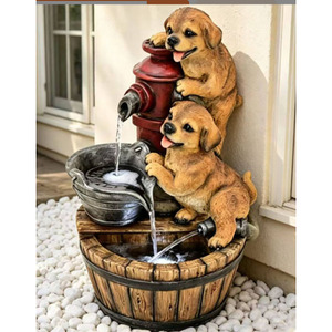 Fontaine décorative de jardin en résine, chiot, ornement de jardin - Product Image 3