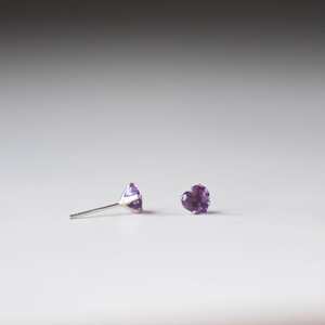 Pendientes de Plata de Ley con Amatista en Forma de Corazón, Joyería de Piedra de Nacimiento de Febrero, Regalo de Navidad o Cumpleaños - Product Image 5