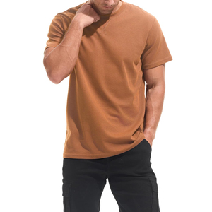 Camiseta de Punto para Hombre, Color Óxido, Manga Corta, Cuello Redondo, Color Sólido, Estilo Casual, Corte Regular, Transpirable, 100% Algodón Jersey - Product Image 3