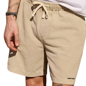 Shorts côtelés pour hommes, taille élastique, cordon de serrage, poches latérales, coupe décontractée, ourlet ouvert, vente en gros, fabricant OEM, fournisseur B2B, vêtements décontractés - Product Image 4