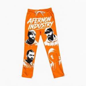 Pantalon de jogging noir pour homme Afernon Industry, taille élastique avec cordon de serrage, style urbain, imprimé, respirant, léger, délavé à l'acide - Product Image 4