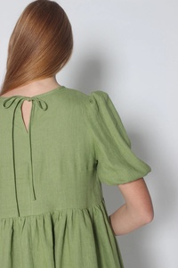 Nouvelle arrivée, robe de maternité formelle mi-longue en coton avec poches, écologique, couleur vert poire, pour femmes - Product Image 6