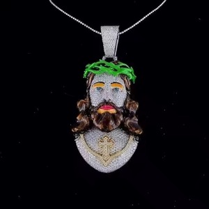 New 3D Hip Hop Style Gold Plated Jesus Pendant Pass Diamond Tester Moissanite Iced Out Pendant Trendy Jesus Head Piece <b>Charm</b> - Product Image 1