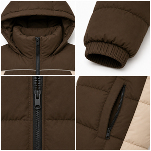 Premium Hooded Puffer <b>Jacket</b> Cold Weather Street Fashion Thick Quilting Custom Woven Badge Service Secure Utility Zipper Pockets - Product Image 4