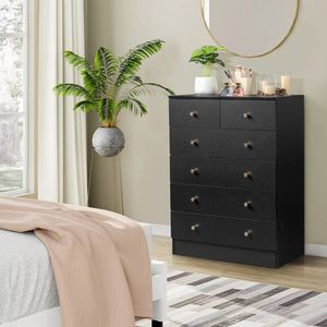 Modern Simple 6 Drawer Dresser in Black Color - Product Image 1