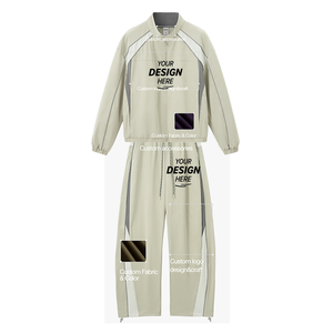 Custom Lightweight Winter <b>Plus</b> <b>Size</b> <b>Jogger</b> <b>Set</b> 3M Reflective Solid Pattern Organic Cotton Tracksuit Windbreaker Jacket - Product Image 5