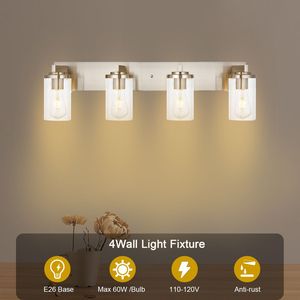 Lampada da Bagno Vintage Stile Fattoria a 4/5/6 Luci con Finitura Nichel Spazzolato e Paralume in Vetro Trasparente - Product Image 4