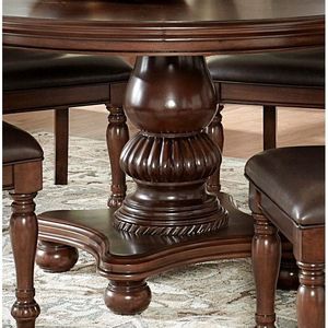 Tavolo da Pranzo Rotondo Tradizionale con Base a Piedistallo, Finitura in Ciliegio Marrone, Elegante Arredamento per Sala da Pranzo - Product Image 5