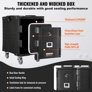 Contenitore Termico per Alimenti da 95 Qt con Maniglie Frontali, Vassoi da Catering con Fibbie per Mantenere il Cibo Caldo - Product Image 4