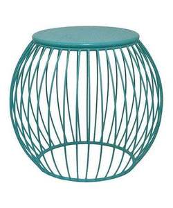 Table d'appoint en fil métallique finition turquoise, support pour plantes, tabouret rond décoratif moderne pour salon, meuble d'intérieur - Product Image 6