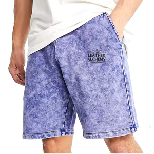 Men Acid Wash Casual <b>Shorts</b> Premium Quality Cotton Blend Relaxed Fit Elastic Waist Summer Outdoor Fashion Wear - Product Image 1