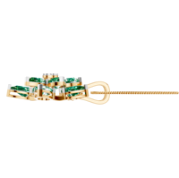 Collier pendentif élégant en or blanc 14k/18k avec émeraude naturelle florale, tendance, achat en gros, cadeau de luxe avec pendentifs à breloques