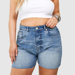 Pantalones cortos de mezclilla rectos de cintura alta de estilo americano clásico, pantalones informales para mujer, ropa de verano para equipos profesionales - Product Image 4